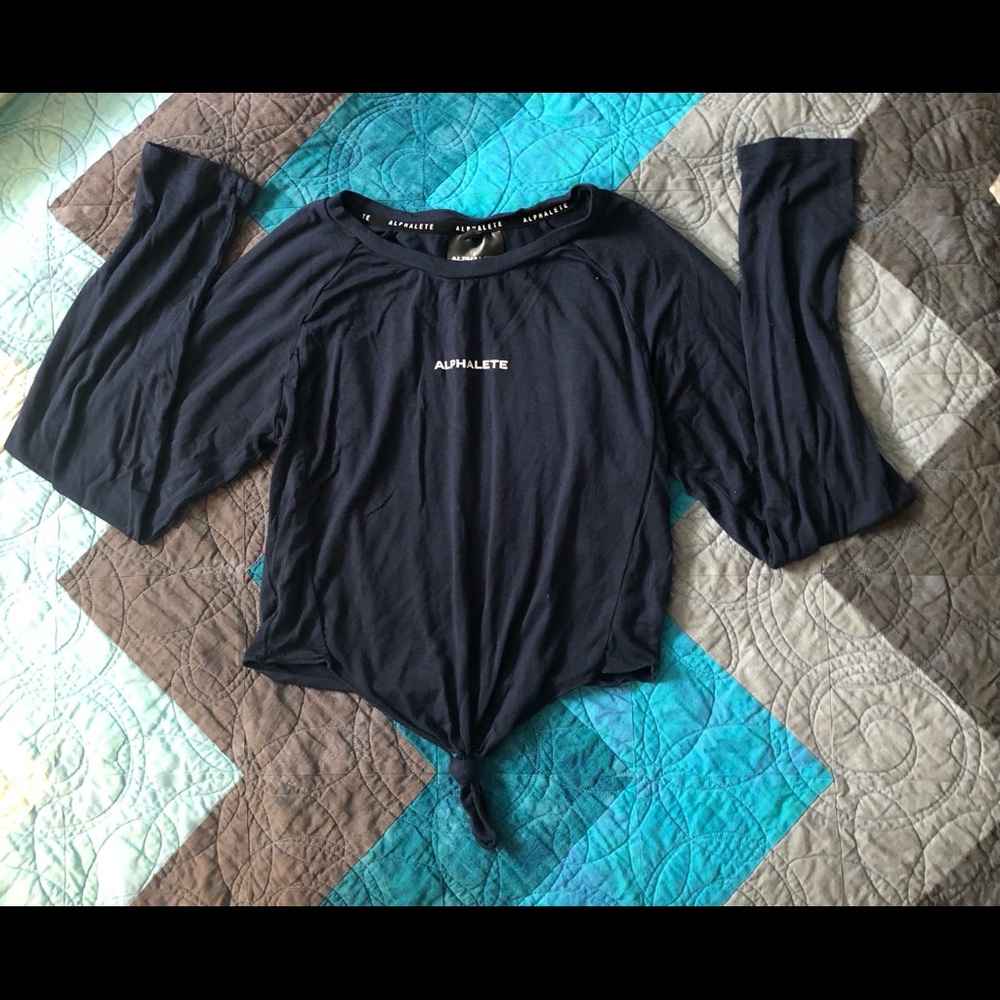 Alphalete Navy Aspire Long Sleeve Tie Top